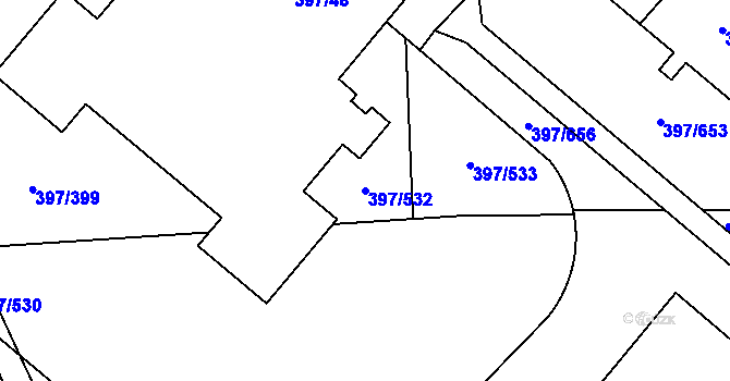 Parcela st. 397/532 v KÚ Chodov, Katastrální mapa