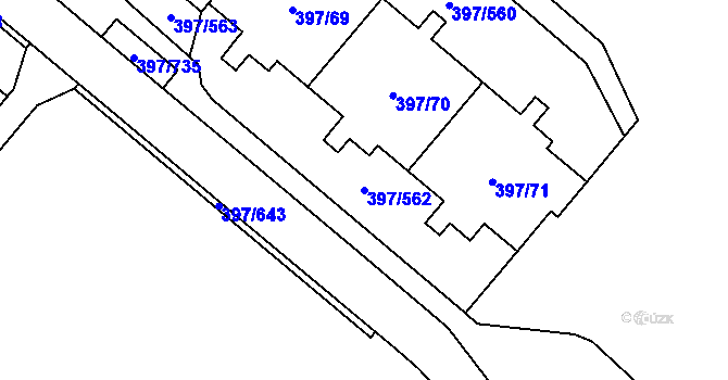 Parcela st. 397/562 v KÚ Chodov, Katastrální mapa
