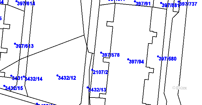 Parcela st. 397/578 v KÚ Chodov, Katastrální mapa