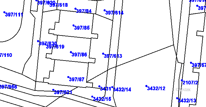 Parcela st. 397/613 v KÚ Chodov, Katastrální mapa