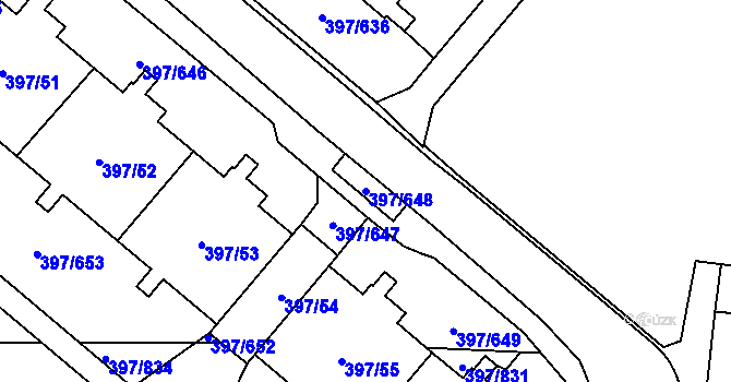Parcela st. 397/648 v KÚ Chodov, Katastrální mapa