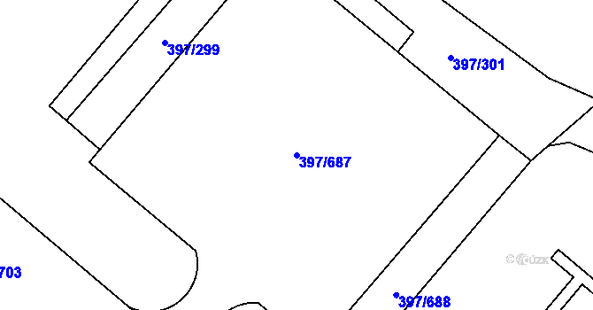 Parcela st. 397/687 v KÚ Chodov, Katastrální mapa