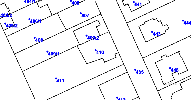 Parcela st. 410 v KÚ Chodov, Katastrální mapa