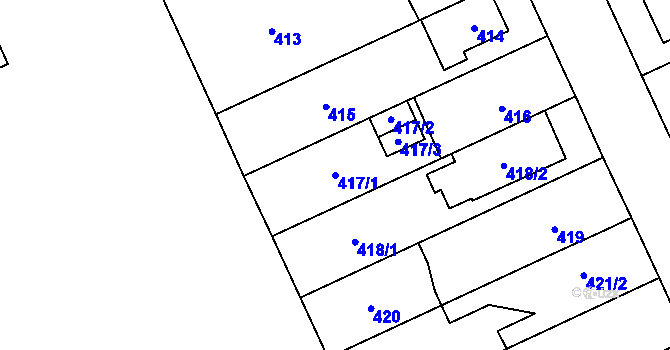 Parcela st. 417/1 v KÚ Chodov, Katastrální mapa