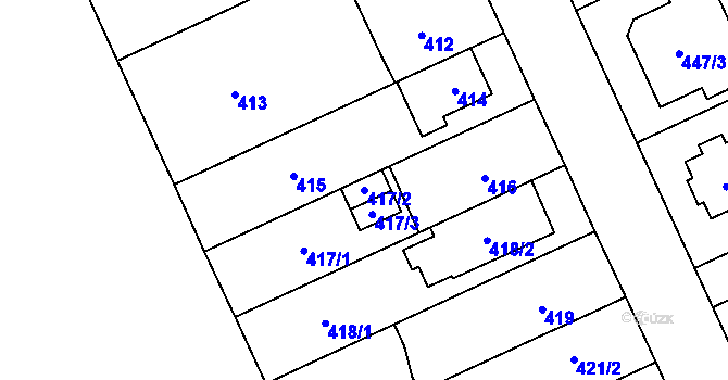 Parcela st. 417/2 v KÚ Chodov, Katastrální mapa