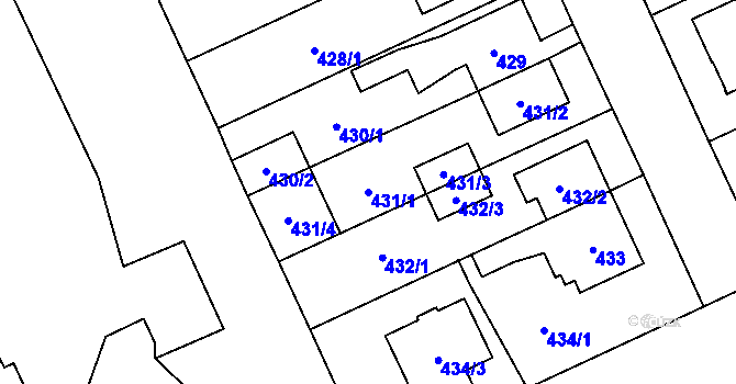 Parcela st. 431/1 v KÚ Chodov, Katastrální mapa