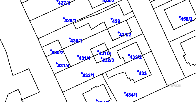 Parcela st. 431/3 v KÚ Chodov, Katastrální mapa
