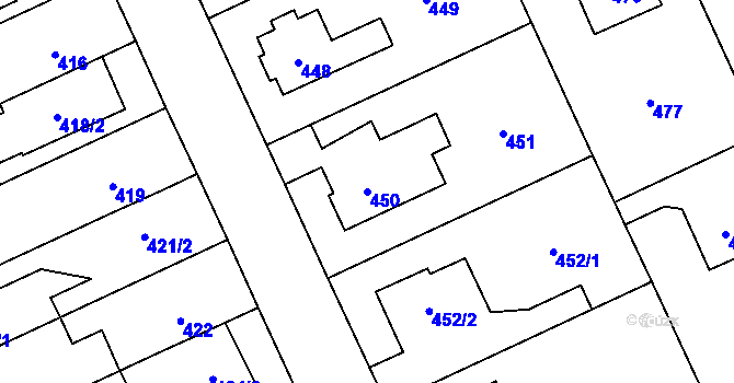 Parcela st. 450 v KÚ Chodov, Katastrální mapa