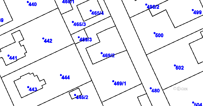 Parcela st. 469/2 v KÚ Chodov, Katastrální mapa