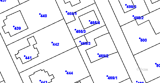 Parcela st. 469/3 v KÚ Chodov, Katastrální mapa