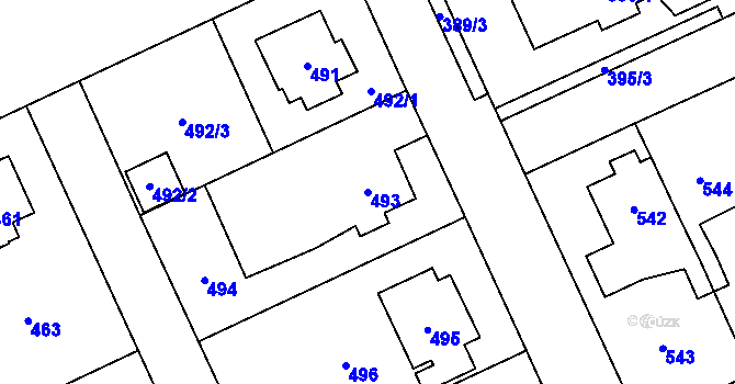 Parcela st. 493 v KÚ Chodov, Katastrální mapa