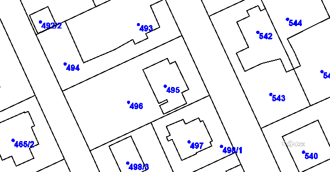 Parcela st. 495 v KÚ Chodov, Katastrální mapa