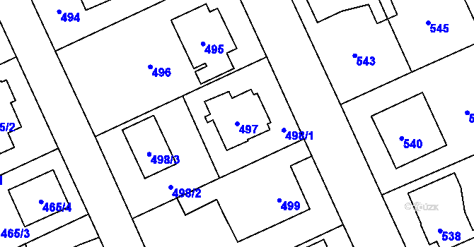 Parcela st. 497 v KÚ Chodov, Katastrální mapa