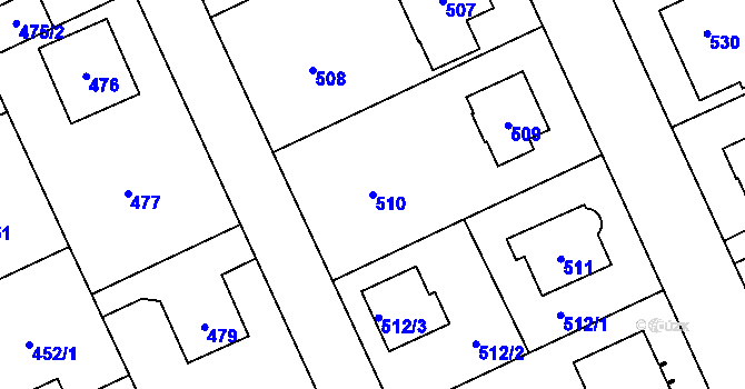 Parcela st. 510 v KÚ Chodov, Katastrální mapa