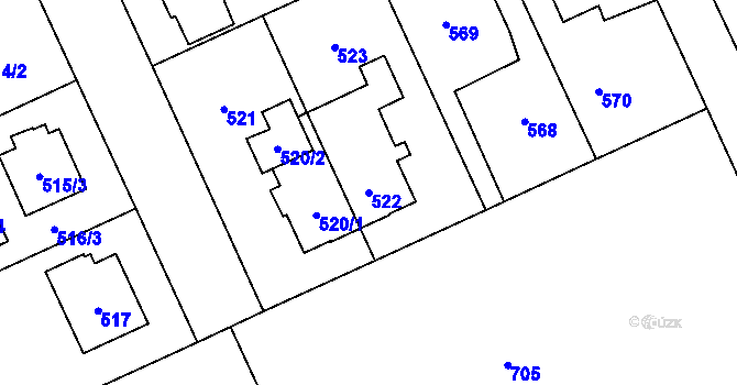 Parcela st. 522 v KÚ Chodov, Katastrální mapa