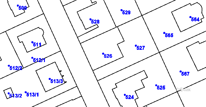 Parcela st. 526 v KÚ Chodov, Katastrální mapa