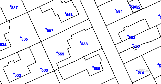 Parcela st. 558 v KÚ Chodov, Katastrální mapa