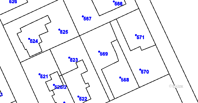Parcela st. 569 v KÚ Chodov, Katastrální mapa