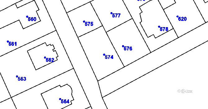 Parcela st. 574 v KÚ Chodov, Katastrální mapa