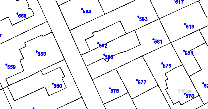 Parcela st. 580 v KÚ Chodov, Katastrální mapa