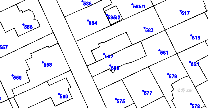 Parcela st. 582 v KÚ Chodov, Katastrální mapa