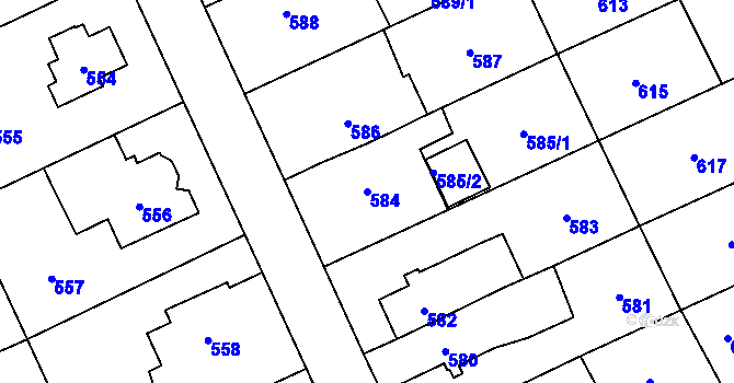 Parcela st. 584 v KÚ Chodov, Katastrální mapa
