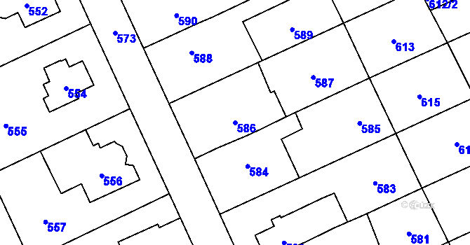 Parcela st. 586 v KÚ Chodov, Katastrální mapa
