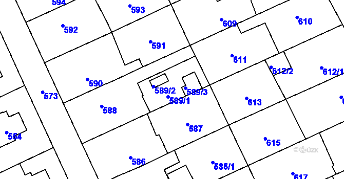 Parcela st. 589 v KÚ Chodov, Katastrální mapa