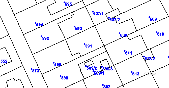 Parcela st. 591 v KÚ Chodov, Katastrální mapa