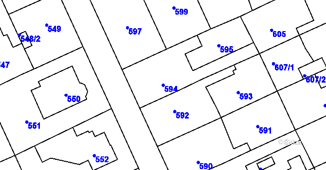 Parcela st. 594 v KÚ Chodov, Katastrální mapa