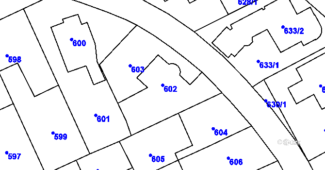 Parcela st. 602 v KÚ Chodov, Katastrální mapa