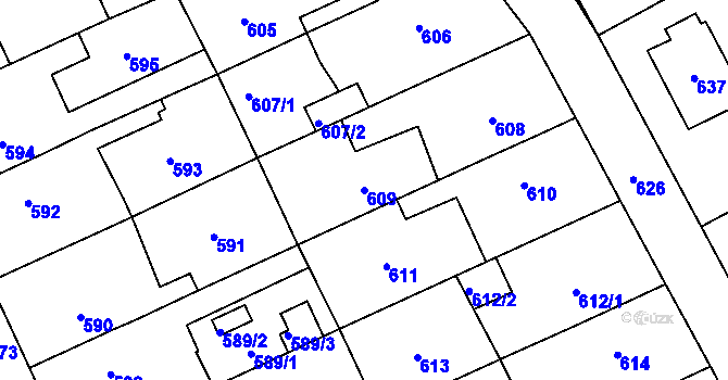 Parcela st. 609 v KÚ Chodov, Katastrální mapa