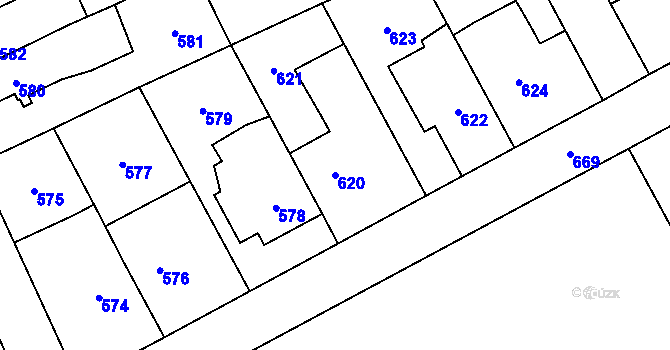 Parcela st. 620 v KÚ Chodov, Katastrální mapa