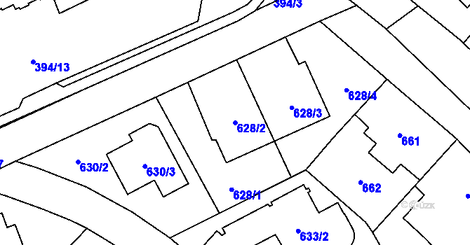 Parcela st. 628/2 v KÚ Chodov, Katastrální mapa