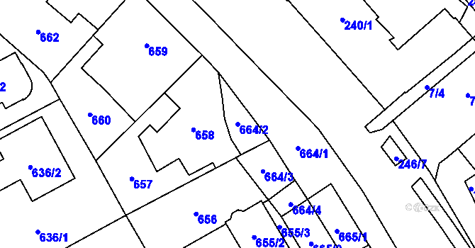 Parcela st. 664/2 v KÚ Chodov, Katastrální mapa