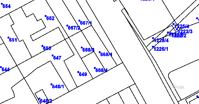 Parcela st. 668/1 v KÚ Chodov, Katastrální mapa
