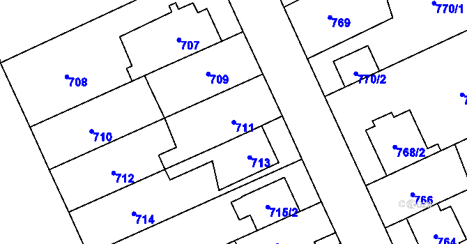 Parcela st. 711 v KÚ Chodov, Katastrální mapa