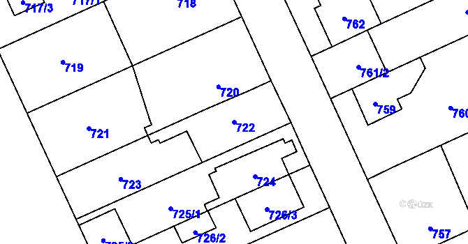 Parcela st. 722 v KÚ Chodov, Katastrální mapa