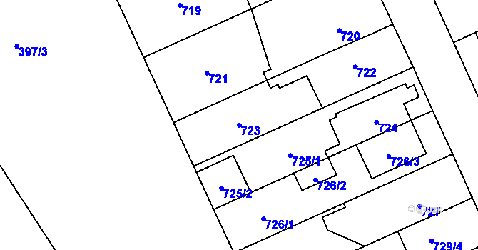 Parcela st. 723 v KÚ Chodov, Katastrální mapa