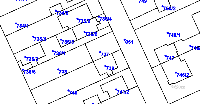 Parcela st. 737 v KÚ Chodov, Katastrální mapa