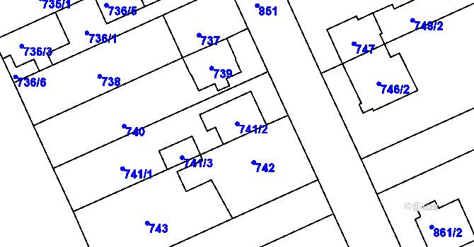 Parcela st. 741/2 v KÚ Chodov, Katastrální mapa