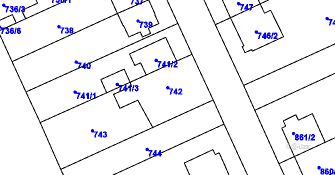 Parcela st. 742 v KÚ Chodov, Katastrální mapa