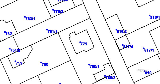 Parcela st. 779 v KÚ Chodov, Katastrální mapa