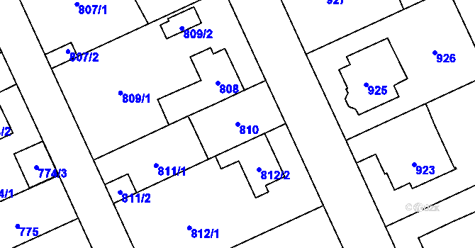 Parcela st. 810 v KÚ Chodov, Katastrální mapa