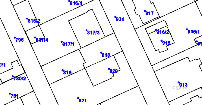 Parcela st. 818 v KÚ Chodov, Katastrální mapa