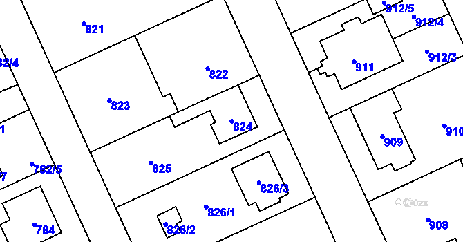 Parcela st. 824 v KÚ Chodov, Katastrální mapa