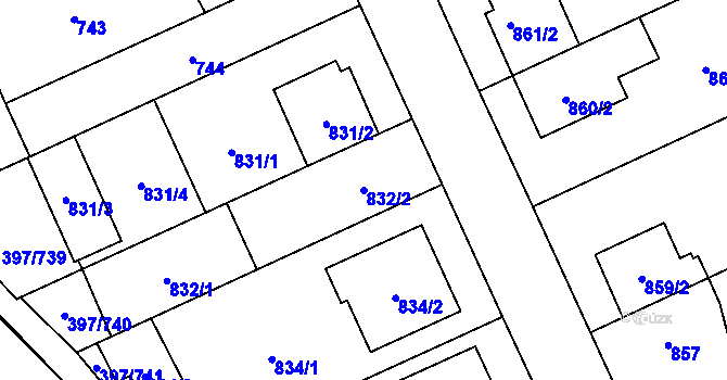 Parcela st. 832/2 v KÚ Chodov, Katastrální mapa