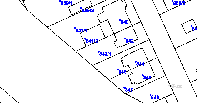 Parcela st. 843/1 v KÚ Chodov, Katastrální mapa