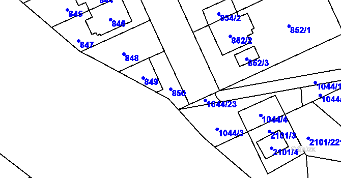 Parcela st. 850 v KÚ Chodov, Katastrální mapa