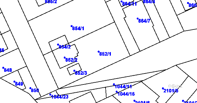 Parcela st. 852/1 v KÚ Chodov, Katastrální mapa